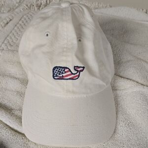 Vineyard VinesWhite Cap with American Flag Whale Logo
